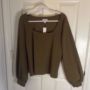 New Lucyswhims The Drop Woman’s Ribbed Long Sleeve Stretch Top Color Olive